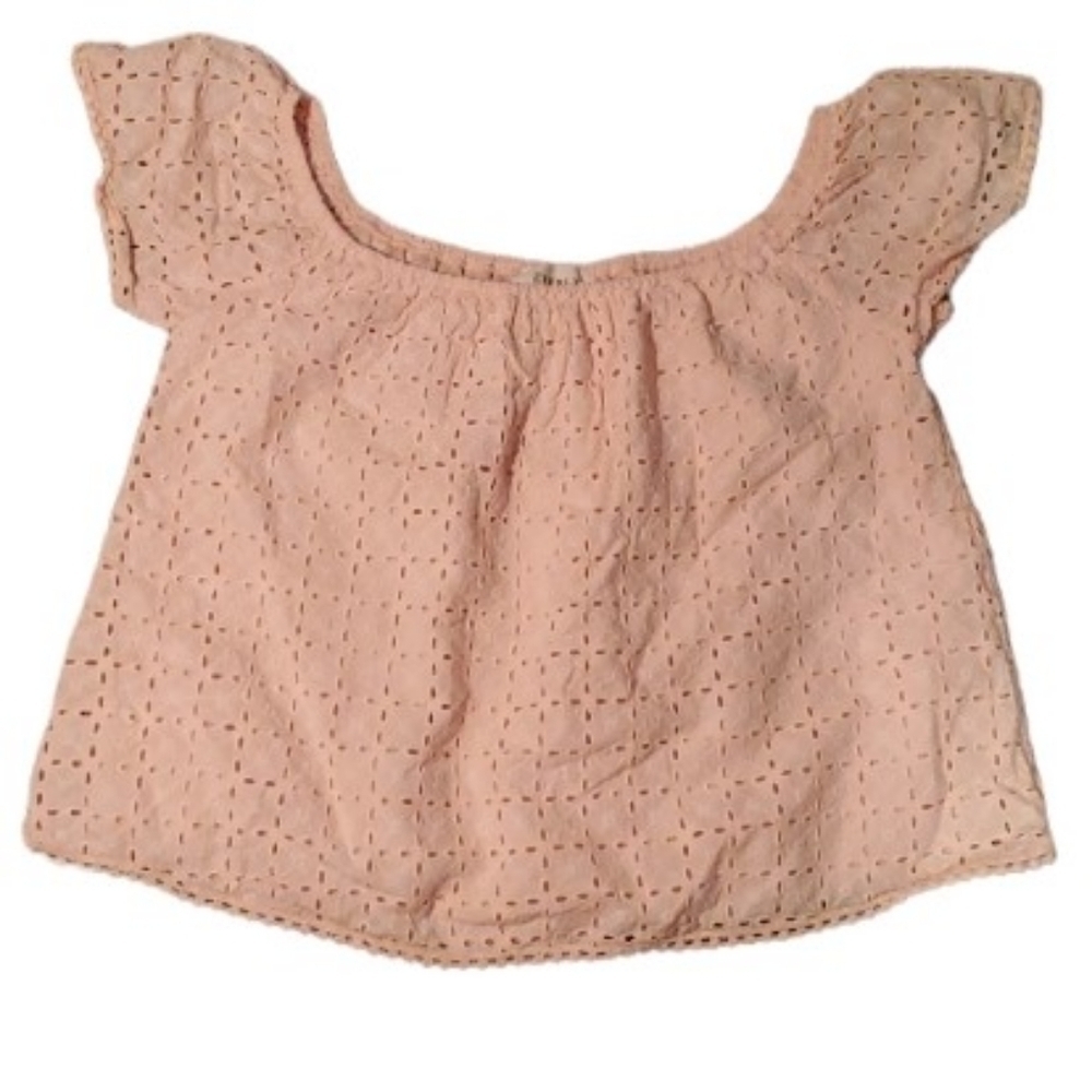 Everly Crop Top Womens Size S Eyelet Lace Pink summer Whimzie Cotton